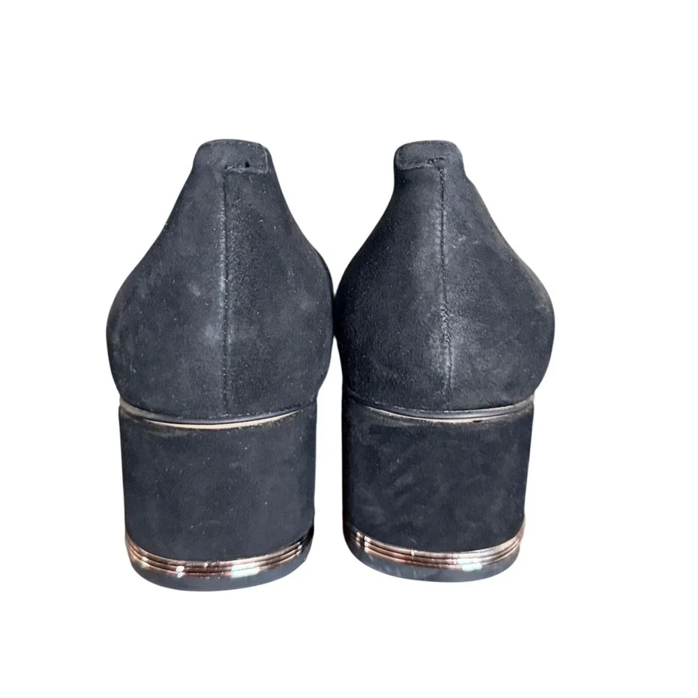 Franco Sarto Pisa Black Suede Block Heel Pumps Square Toe Size‎ 7 Grannycore